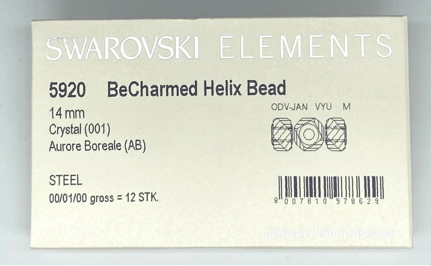 Swarovski Elements 5920 Helix Crystal - Aquamarine