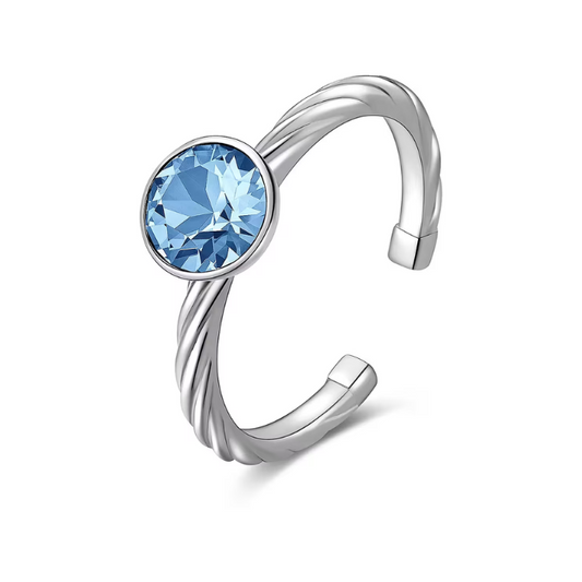S925 Adjustable Roped Ring with Swarovski  Crystal