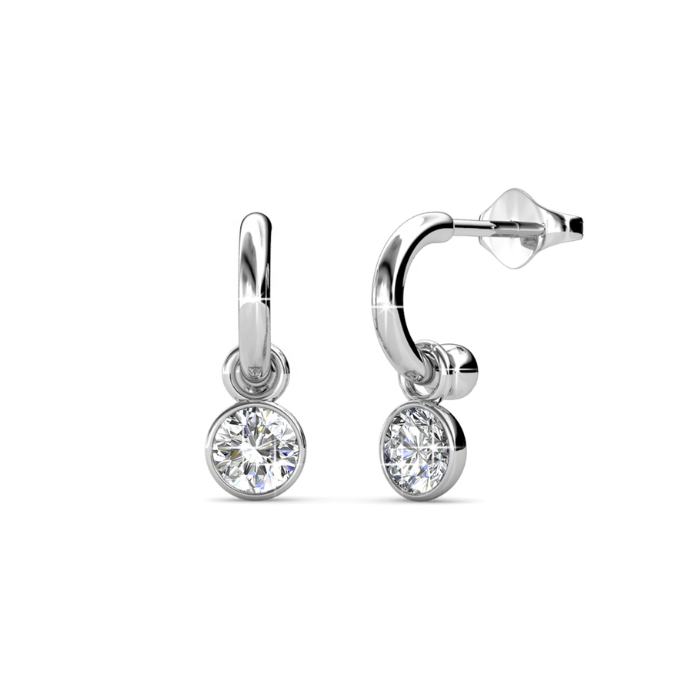 Bella Dangle White Gold Plated Earrings – Embellished with Swarovski® Crystals
