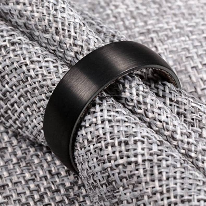 Black Tungsten Carbide Ring with Antler Inner Lining – 8MM Men’s Wedding Band, Comfort Fit, Scratch-Resistant