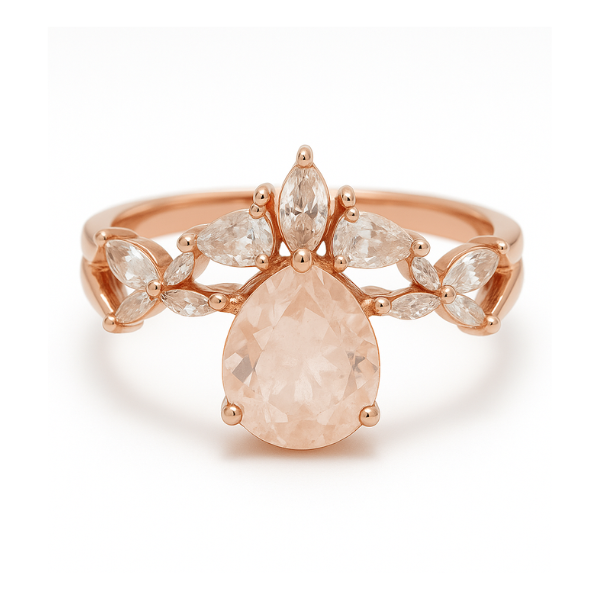 Pear Cut Moonstone Engagement Ring Set