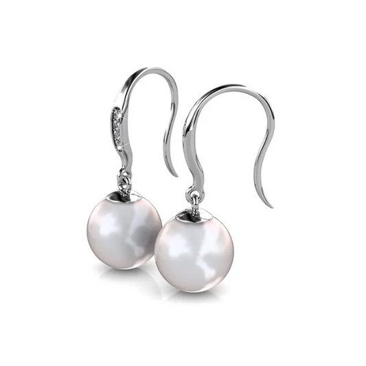 Dhia Cecillia Pearl Drop Earrings for Women – 18K Gold Plated with Swarovski® Crystals