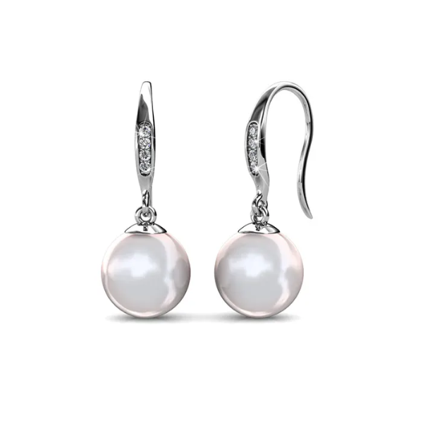 Dhia Cecillia Pearl Drop Earrings for Women – 18K Gold Plated with Swarovski® Crystals