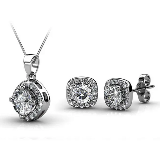 Dhia Halo Bridal Set embellished with Crystals from Swarovski