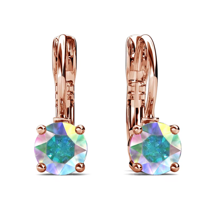 Elegant Rainbow Quartz - Rose Gold Plated Earrings– Embellished with Swarovski® Crystals