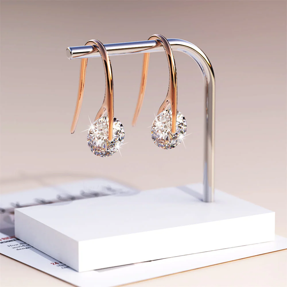 Elegant Hook Drop Rose Gold Plated Earrings Set embellished with Swarovski crystals