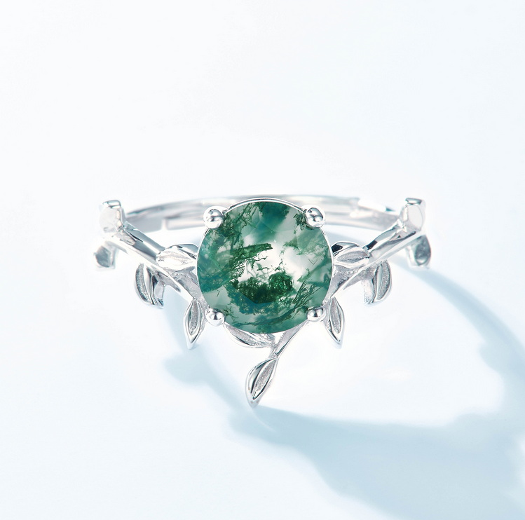Floral Twist Green Moss Agate