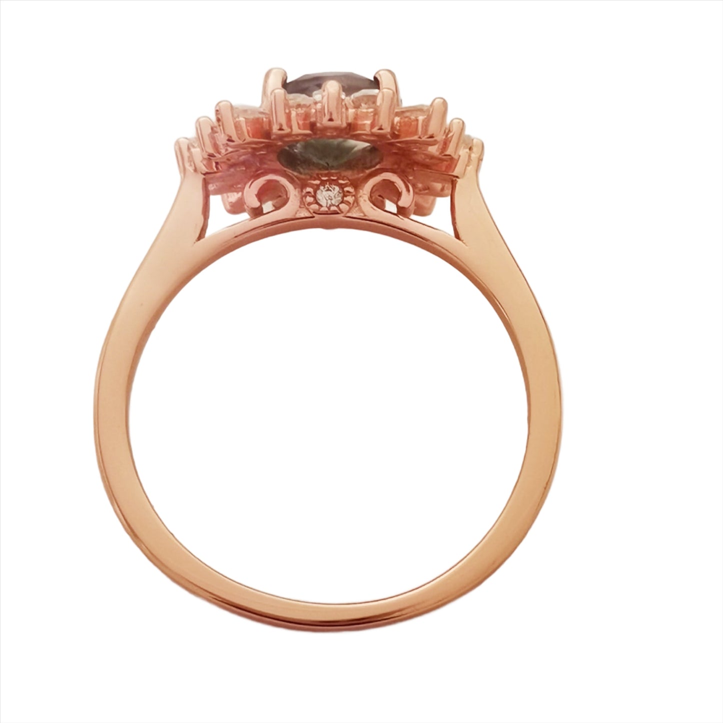 Halo Marquise Moss Agate Engagement Ring