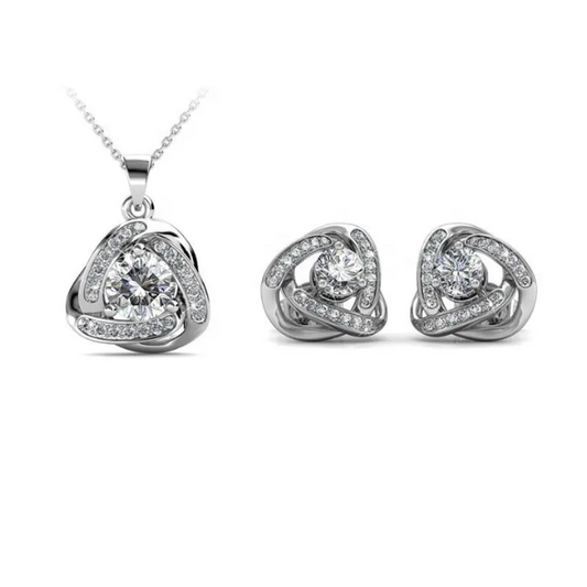 Love Knot Style Earrings & Necklace Set – Embellished with Swarovski® Crystals