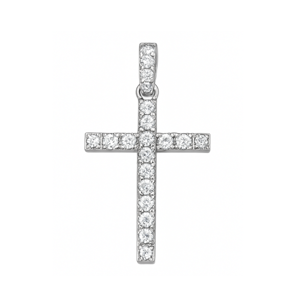 Paved Cross Necklace in Sterling Silver with Swarovski Crystals