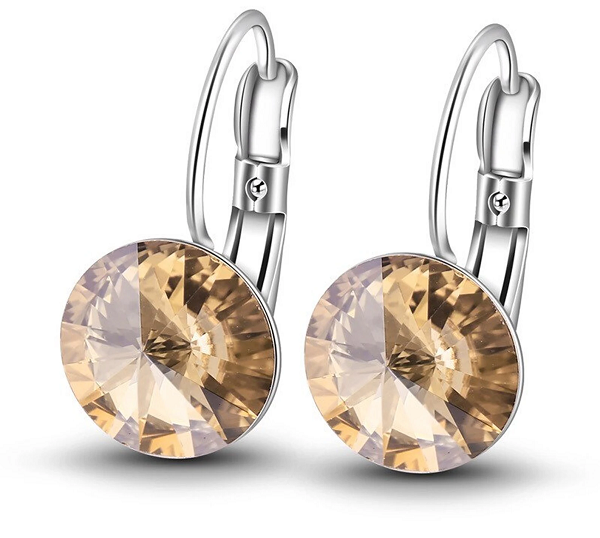Rivoli Golden Drop Earrings with Crystals from Swarovski