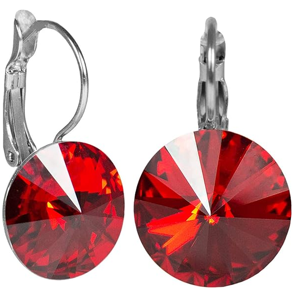 Rivoli Red Drop Earrings
