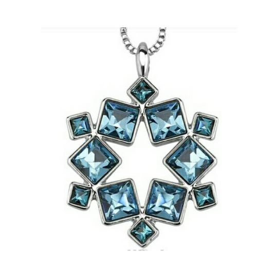 Aquamarine Square Necklace embellished with Swarovski Crystal