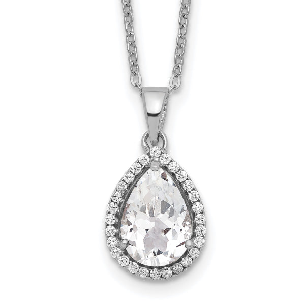 S925 White Teardrop Pendant Necklace