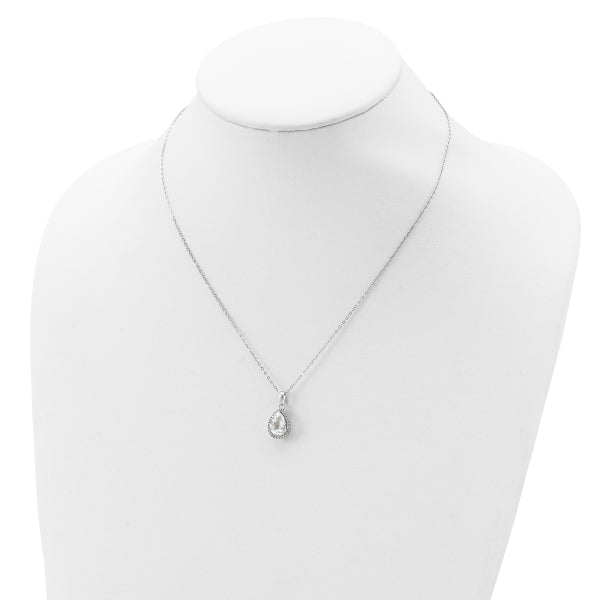 S925 White Teardrop Pendant Necklace