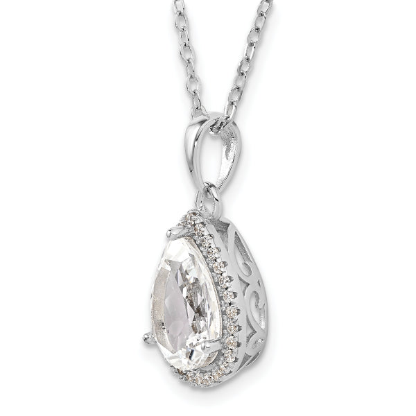 S925 White Teardrop Pendant Necklace