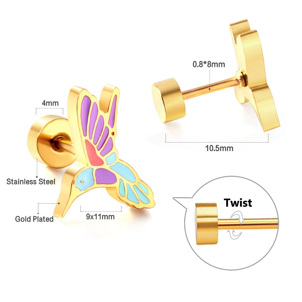 Butterfly & Hummingbirds Earrings in 304 Stainless Steel