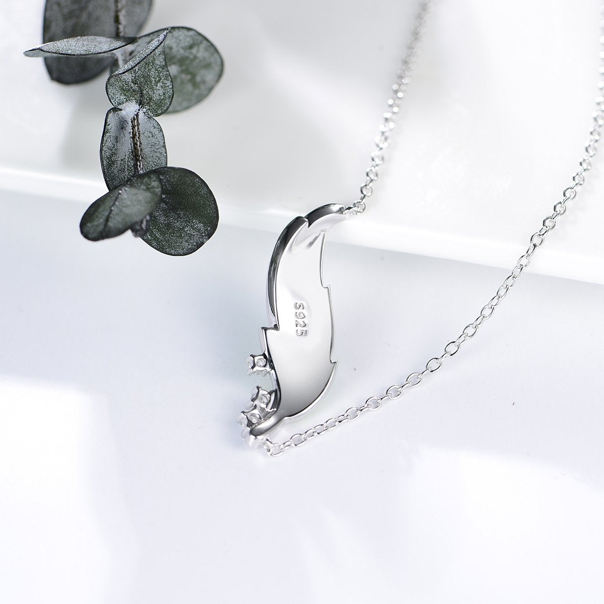 S925 Sterling Silver Leaf Necklace Enamel Painted
