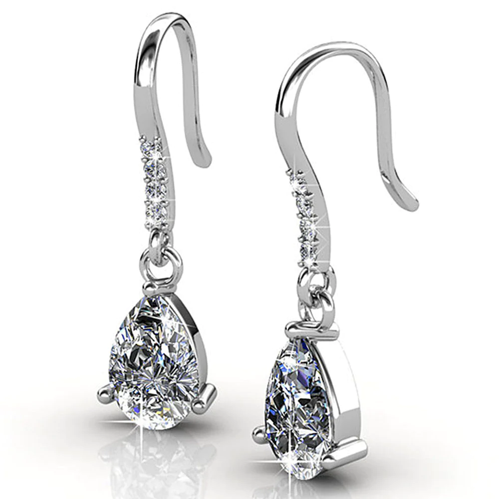 Clear Water Drop Hook Earrings