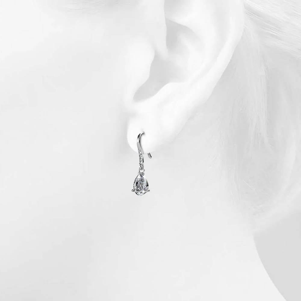 Clear Water Drop Hook Earrings
