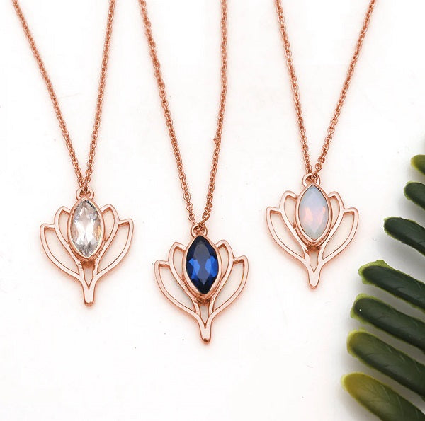 Moonstone Lotus Necklace
