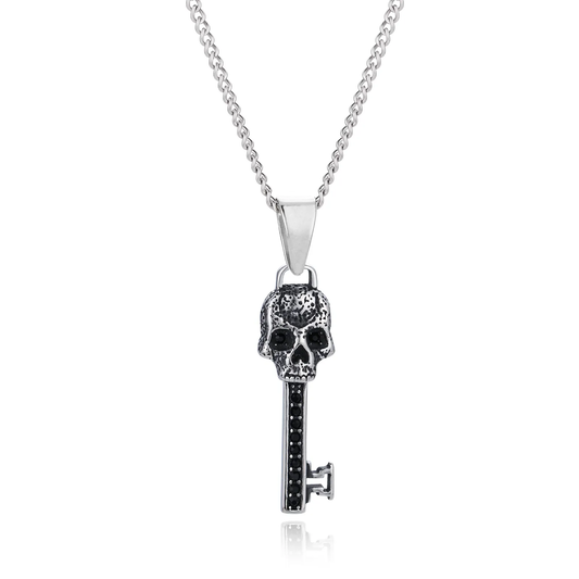 Key Skull Necklace in Stainless Steel