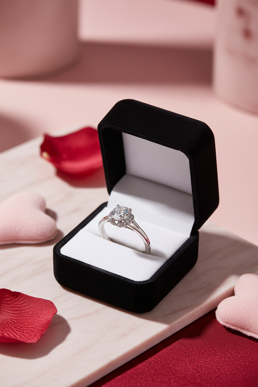 Solitaire Ring in Black Box 2