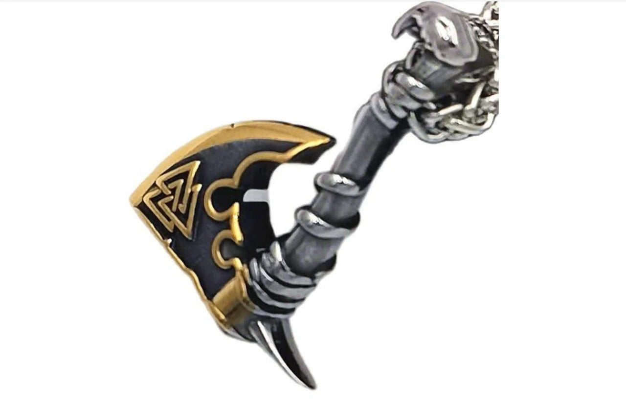 Nordic Viking Axe Necklace- Gold