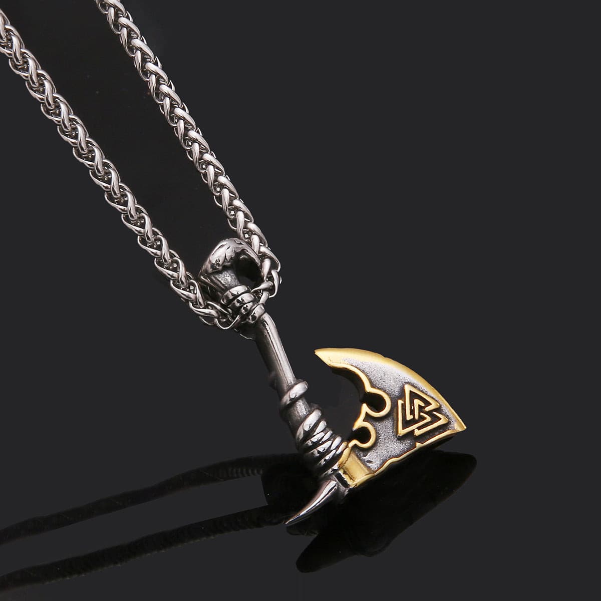 Nordic Viking Axe Necklace- Gold