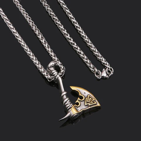 Nordic Viking Axe Necklace- Gold