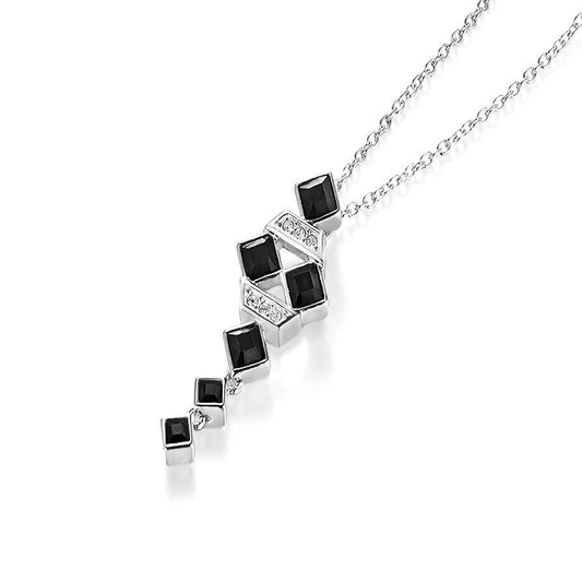 Dhia Black Square Necklace embellished with crystals from Swarovski