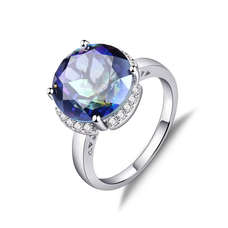 6.75ct Rainbow Halo Mystic Quartz Rings