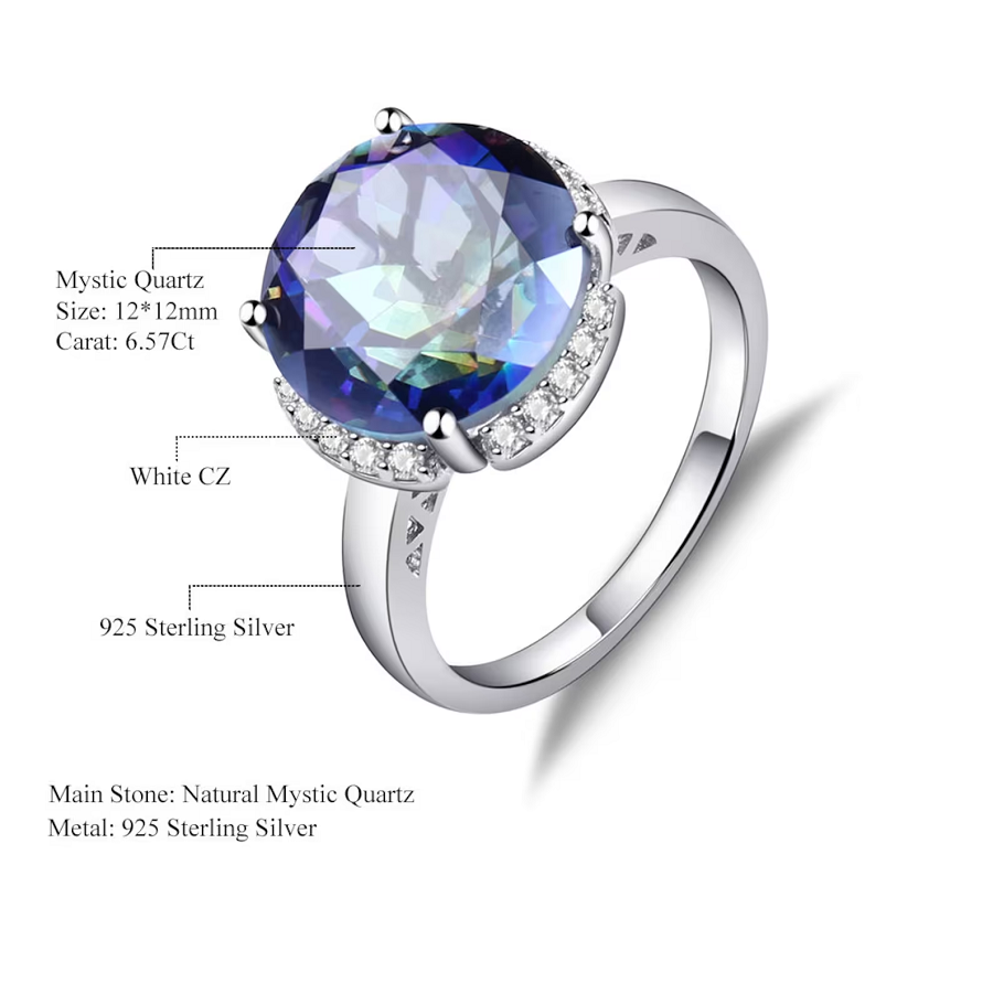 6.75ct Rainbow Halo Mystic Quartz Rings