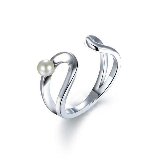 Infinity Ring Made with Pearl from Swarovski – Adjustable | 925 Sterling Silver