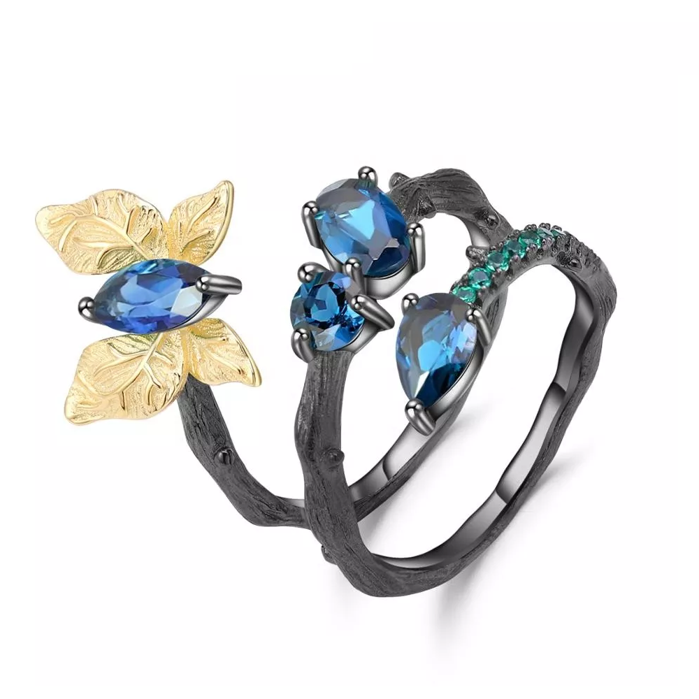 Butterfly Topaz Spiral Ring