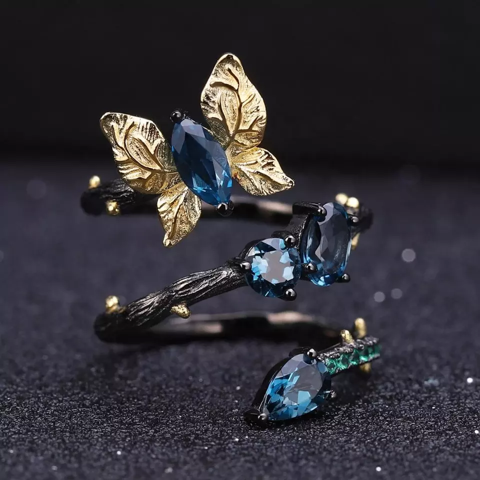 Butterfly Topaz Spiral Ring