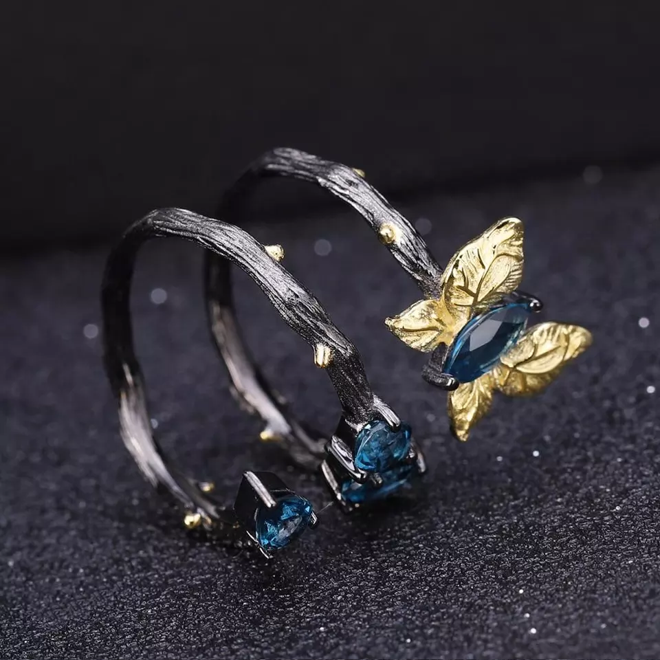 Butterfly Topaz Spiral Ring