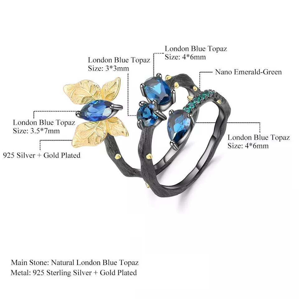 Butterfly Topaz Spiral Ring