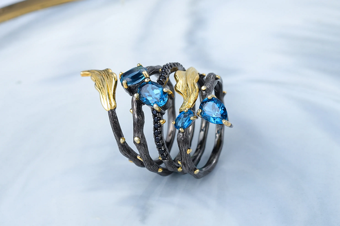 London Blue Topaz Spiral Ring