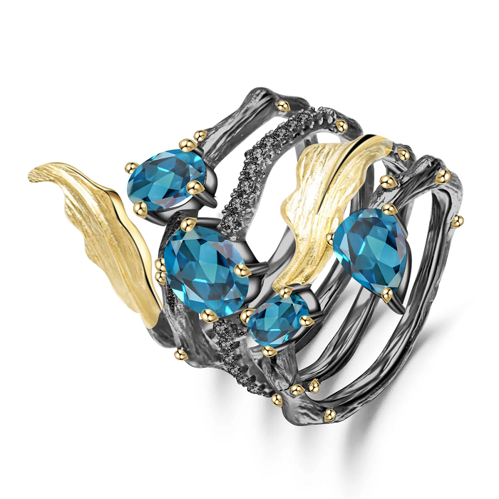London Blue Topaz Spiral Ring