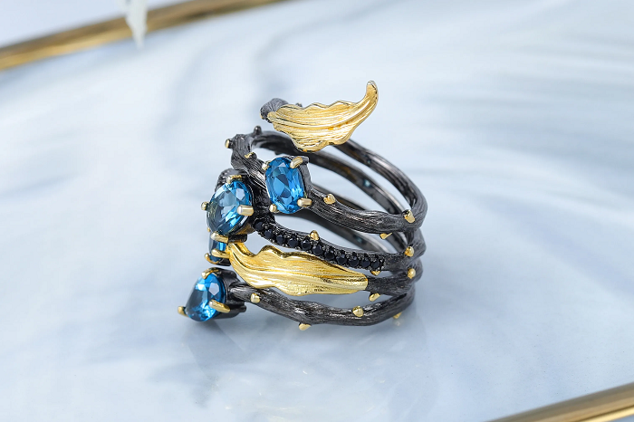 London Blue Topaz Spiral Ring