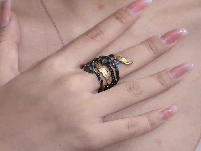 London Blue Topaz Spiral Ring