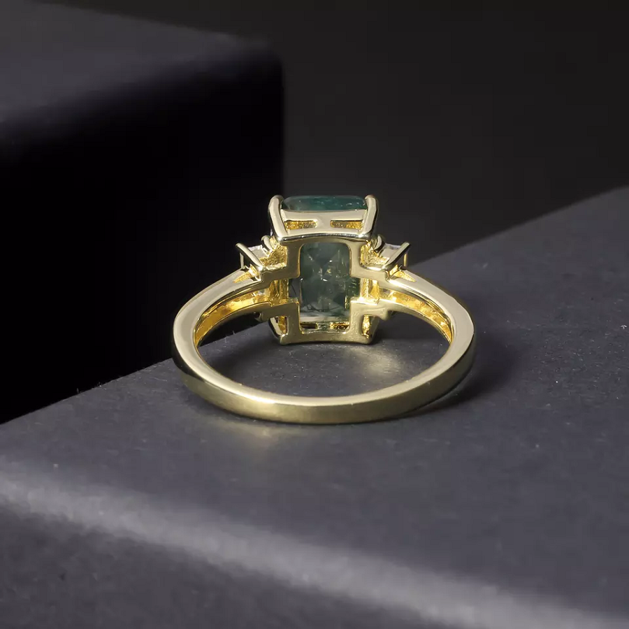 Moss Agate Emerald Cut Ring