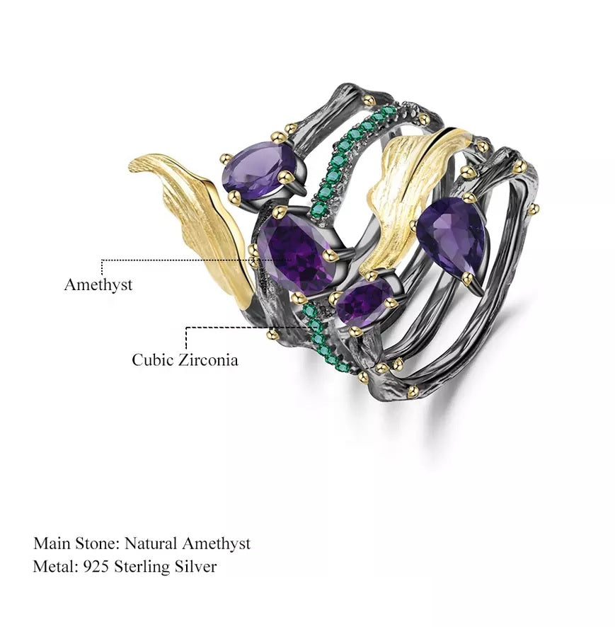 Amethyst Spiral Ring