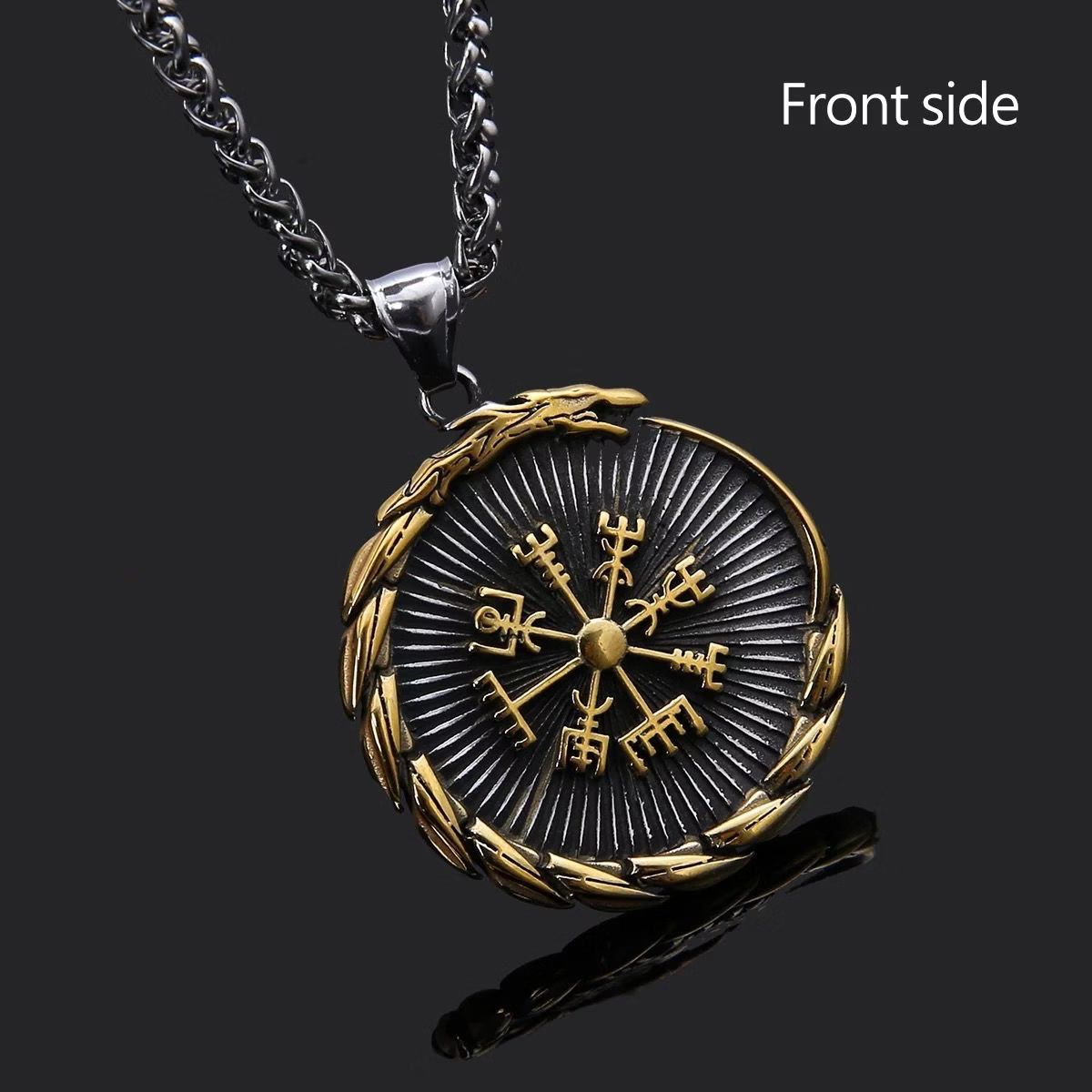 Nordic Valknut Vegvisir Necklace - Gold