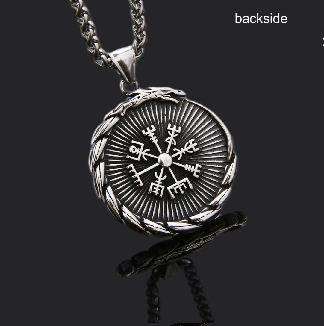 Nordic Valknut Vegvisir Necklace - Silver