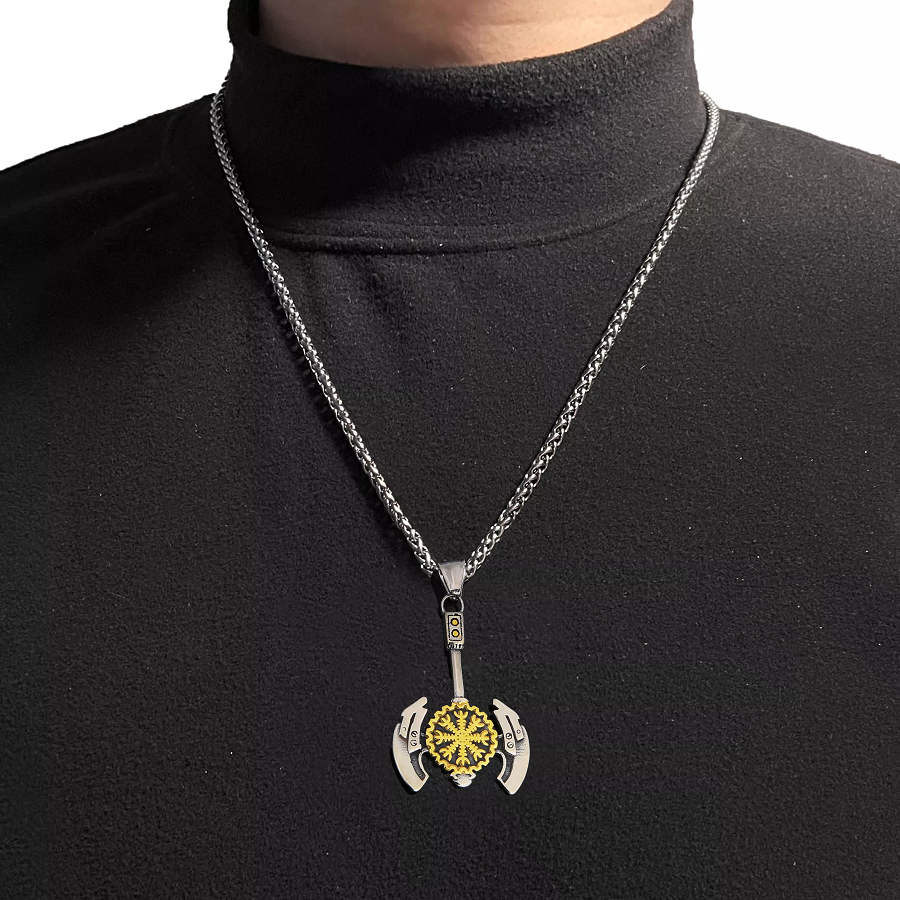 Vegvisir Viking Battle Axe- Gold