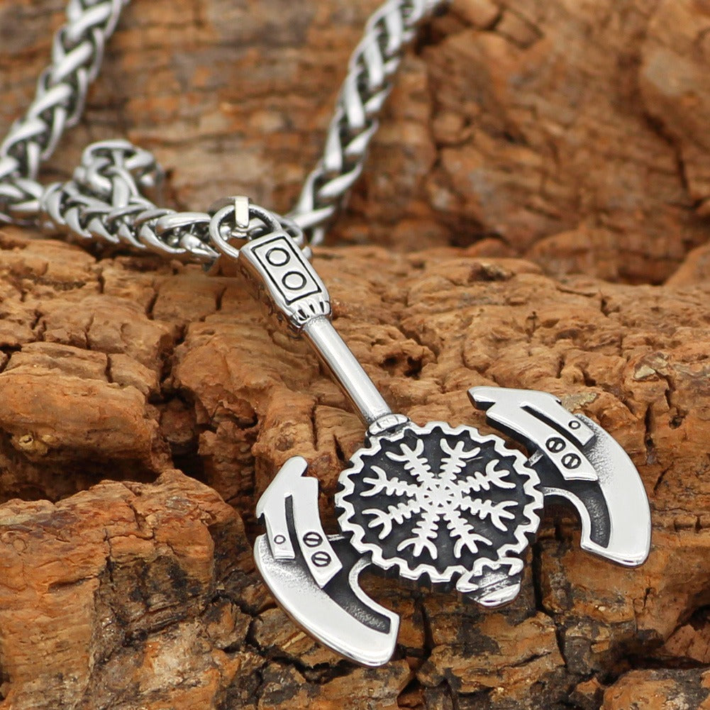 Vegvisir Viking Battle Axe- Silver