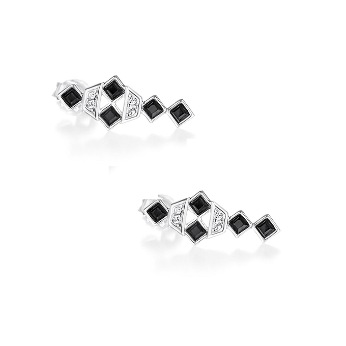 Dhia Black Square Earrings embellished with crystals from Swarovski