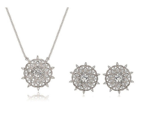 Dhia Mandala Earrings & Necklace Set Embellished with Swarovski Zirconia